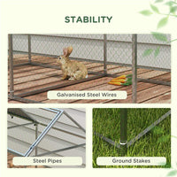 GABBIA PER ANIMALI IN ACCIAIO CON TETTO IN TESSUTO OXFORD E PICCHETTI, 198X100X120 CM, VERDE E ARGENTO