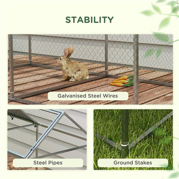 GABBIA PER ANIMALI IN ACCIAIO CON TETTO IN TESSUTO OXFORD E PICCHETTI, 198X100X120 CM, VERDE E ARGENTO