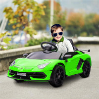 MACCHINA ELETTRICA PER BAMBINI A 12V LICENZA LAMBORGHINI CON CLACSON E TELECOMANDO, 107.5X63X42 CM, VERDE