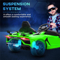 MACCHINA ELETTRICA PER BAMBINI A 12V LICENZA LAMBORGHINI CON CLACSON E TELECOMANDO, 107.5X63X42 CM, VERDE