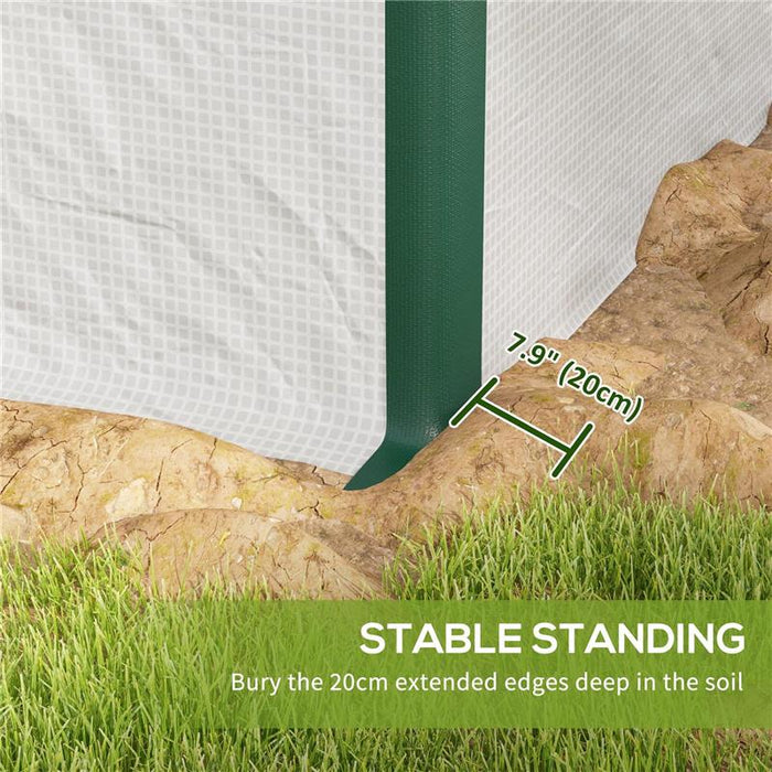 SERRA A TUNNEL 6X3 M CON 2 INGRESSI E 8 FINESTRE, IN PE, POLIESTERE E ACCIAIO ZINCATO, BIANCO E VERDE