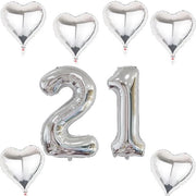 Decorazione di compleanno - Pallone XXL 40 pollici - Pallone numerico 21 - Pallone argentato - Alta resistenza alla forma - Pressione massima costante