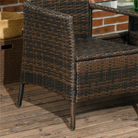 SET DA GIARDINO IN RATTAN CON 2 SEDIE MODERNE E TAVOLINO DA CAFFÈ, 138X60X87 CM, MARRONE