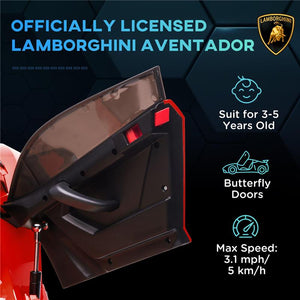 MACCHINA ELETTRICA PER BAMBINI A 12V LICENZA LAMBORGHINI CON CLACSON E TELECOMANDO, 107.5X63X42 CM, ROSSA
