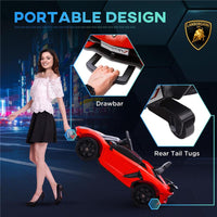 MACCHINA ELETTRICA PER BAMBINI A 12V LICENZA LAMBORGHINI CON CLACSON E TELECOMANDO, 107.5X63X42 CM, ROSSA