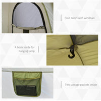 TENDA DA CAMPEGGIO 2 POSTI POP UP CON PORTA A CERNIERA E 3 FINESTRE, 240X240X199CM, VERDE