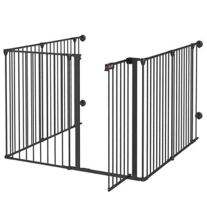 CANCELLINO PER CANI TAGLIA MEDIA PIEGHEVOLE E MODULABILE IN METALLO E PLASTICA, 123X102X90 CM, NERO