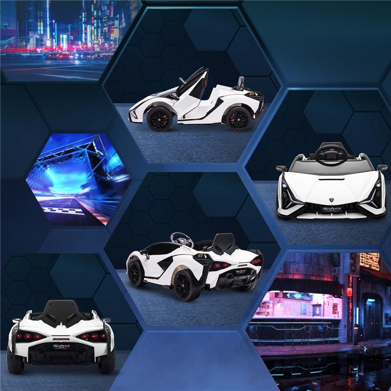 MACCHINA ELETTRICA PER BAMBINI 3-5 ANNI LAMBORGHINI 12V CON TELECOMANDO E VELOCITÀ 3-5KM/H, BIANCO