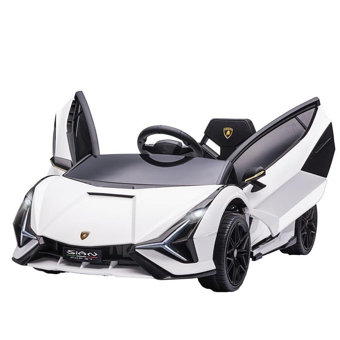 MACCHINA ELETTRICA PER BAMBINI 3-5 ANNI LAMBORGHINI 12V CON TELECOMANDO E VELOCITÀ 3-5KM/H, BIANCO