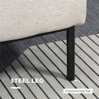 POLTRONA MODERNA D'ARREDO CON CUSCINO EXTRA, IN TESSUTO EFFETTO LINO E ACCIAIO, 73X81X82 CM, BIANCO CREMA