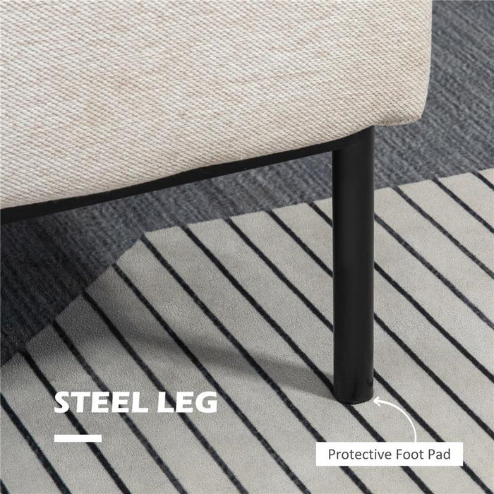 POLTRONA MODERNA D'ARREDO CON CUSCINO EXTRA, IN TESSUTO EFFETTO LINO E ACCIAIO, 73X81X82 CM, BIANCO CREMA