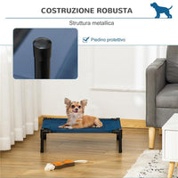 LETTINO PER CANI RIALZATO CON SEDUTA TRASPIRANTE, IN ACCIAIO E TESSUTO, 61X46X18 CM, MARRONE E NERO