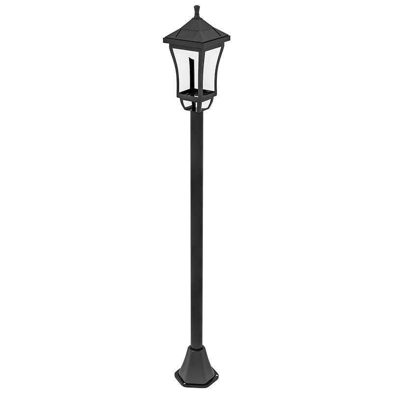 LAMPIONE DA GIARDINO CON 6H AUTONOMIA E ANCORAGGIO A TERRA, IN ABS E POLICARBONATO, 15X15X127 CM, NERO