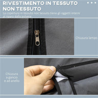 ARMADIO IN TESSUTO PIEGHEVOLE CON CASSETTI E ANTE AVVOLGIBILI CON ZIP, 125X43X162.5CM, GRIGIO SCURO
