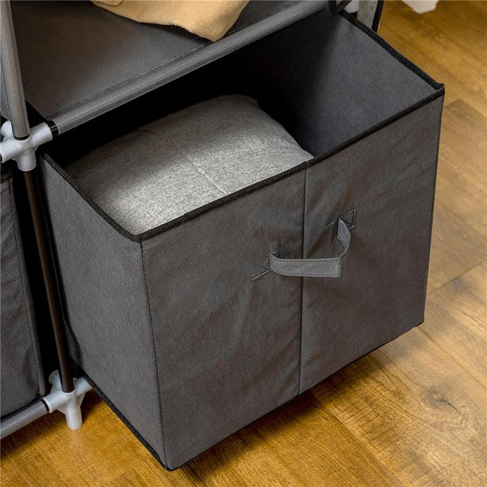 ARMADIO IN TESSUTO PIEGHEVOLE CON CASSETTI E ANTE AVVOLGIBILI CON ZIP, 125X43X162.5CM, GRIGIO SCURO