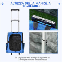 TRASPORTINO ZAINO 2 IN 1 PER CANI E GATTI CON TASCHE E MANIGLIA TELESCOPICA, 42X25X55CM, BLU