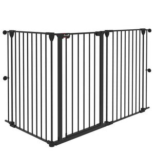 CANCELLETTO PER CANI TAGLIA MEDIA A 3 PANNELLI CON DOPPIO SISTEMA DI BLOCCO, 206X90CM, NERO