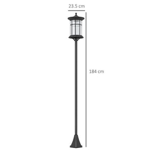 LAMPIONE SOLARE DA GIARDINO ALTO 184CM CON LUCE LED BIANCO FREDDO E IP44, NERO