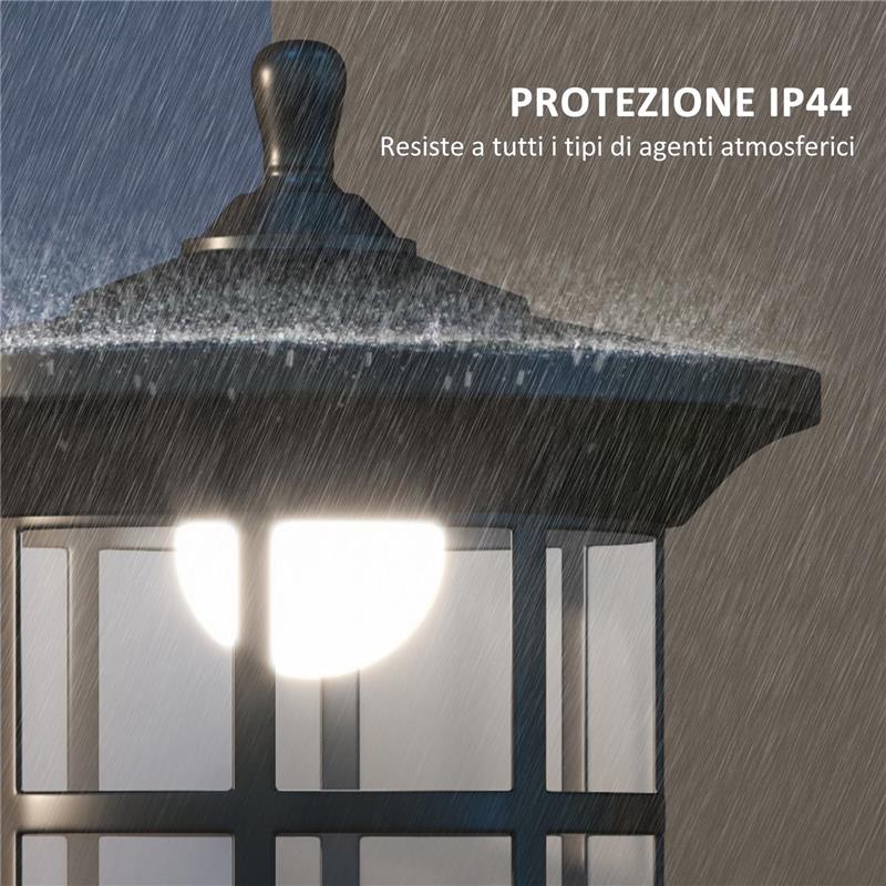 LAMPIONE SOLARE DA GIARDINO ALTO 184CM CON LUCE LED BIANCO FREDDO E IP44, NERO