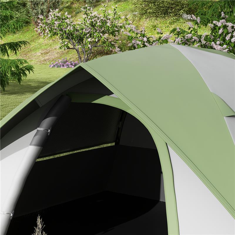 TENDA DA CAMPEGGIO 3 POSTI CON FINESTRA A RETE, IN POLIESTERE, FIBRA DI VETRO E PE, 210X150X110 CM, GRIGIO E VERDE