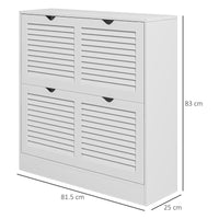 MOBILE SCARPIERA SALVASPAZIO IN LEGNO PER 16 PAIA DI SCARPE CON 2 ANTE A RIBALTA, 81.5X25X83CM, BIANCO