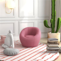 POLTRONCINA MINI MODERNA IN PELUCHE CON IMBOTTITURA SPESSA, 60X56X48CM, ROSA