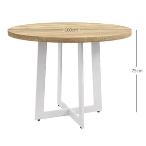 TAVOLO DA PRANZO ROTONDO MODERNO PER 4 PERSONE, Ø100X75CM, LEGNO NATURALE E BIANCO