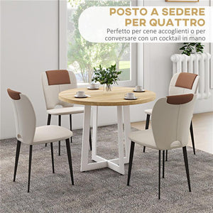 TAVOLO DA PRANZO ROTONDO MODERNO PER 4 PERSONE, Ø100X75CM, LEGNO NATURALE E BIANCO
