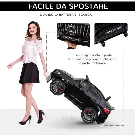 MACCHINA ELETTRICA PER BAMBINI 3-5 ANNI MERCEDES CON CINTURA DI SICUREZZA E TELECOMANDO, NERO