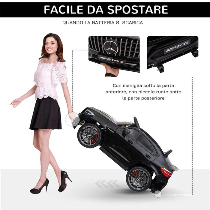 MACCHINA ELETTRICA PER BAMBINI 3-5 ANNI MERCEDES CON CINTURA DI SICUREZZA E TELECOMANDO, NERO