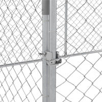 RECINTO PER CANI GRANDI FINO 30KG PER ESTERNO, CON TETTO IMPERMEABILE E ANTI-UV, 4X2.3X1.5M, ARGENTO