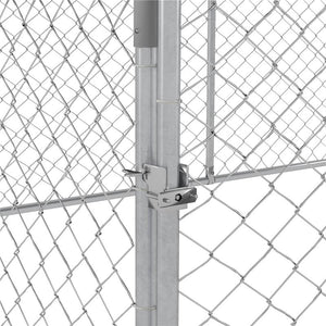 RECINTO PER CANI GRANDI FINO 30KG PER ESTERNO, CON TETTO IMPERMEABILE E ANTI-UV, 4X2.3X1.5M, ARGENTO