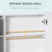 ARMADIETTO SPECCHIERA DA BAGNO CON 3 ARMADIETTI, 3 RIPIANI E LUCE LED, 90X15X65 CM, BIANCO
