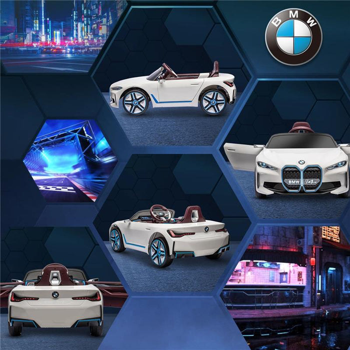 MACCHINA ELETTRICA PER BAMBINI 3-6 ANNI CON LICENZA BMW CON TELECOMANDO, CLACSON E FARI, 115X67X45 CM, BIANCA