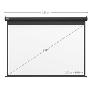 SCHERMO PER PROIETTORE 100" FORMATO 4:3 REGOLABILE CON TELECOMANDO, 203X152CM, NERO