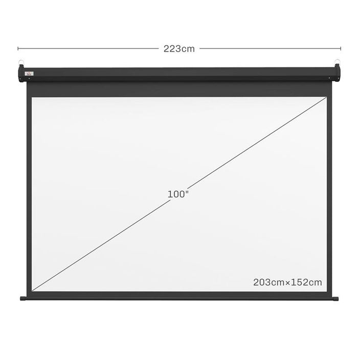 SCHERMO PER PROIETTORE 100" FORMATO 4:3 REGOLABILE CON TELECOMANDO, 203X152CM, NERO