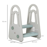 SGABELLO PER BAMBINI SCALETTA A 2 GRADINI IN HDPE ETÀ 2-5 ANNI, BLU E GRIGIO