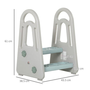 SGABELLO PER BAMBINI SCALETTA A 2 GRADINI IN HDPE ETÀ 2-5 ANNI, BLU E GRIGIO
