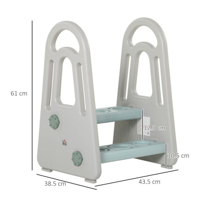 SGABELLO PER BAMBINI SCALETTA A 2 GRADINI IN HDPE ETÀ 2-5 ANNI, BLU E GRIGIO