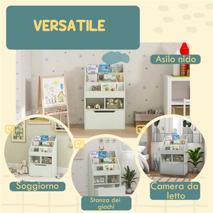 PICCOLA LIBRERIA PER BAMBINI CON RIPIANI E CASSETTO IN MDF, 60X29.9X90CM, VERDE