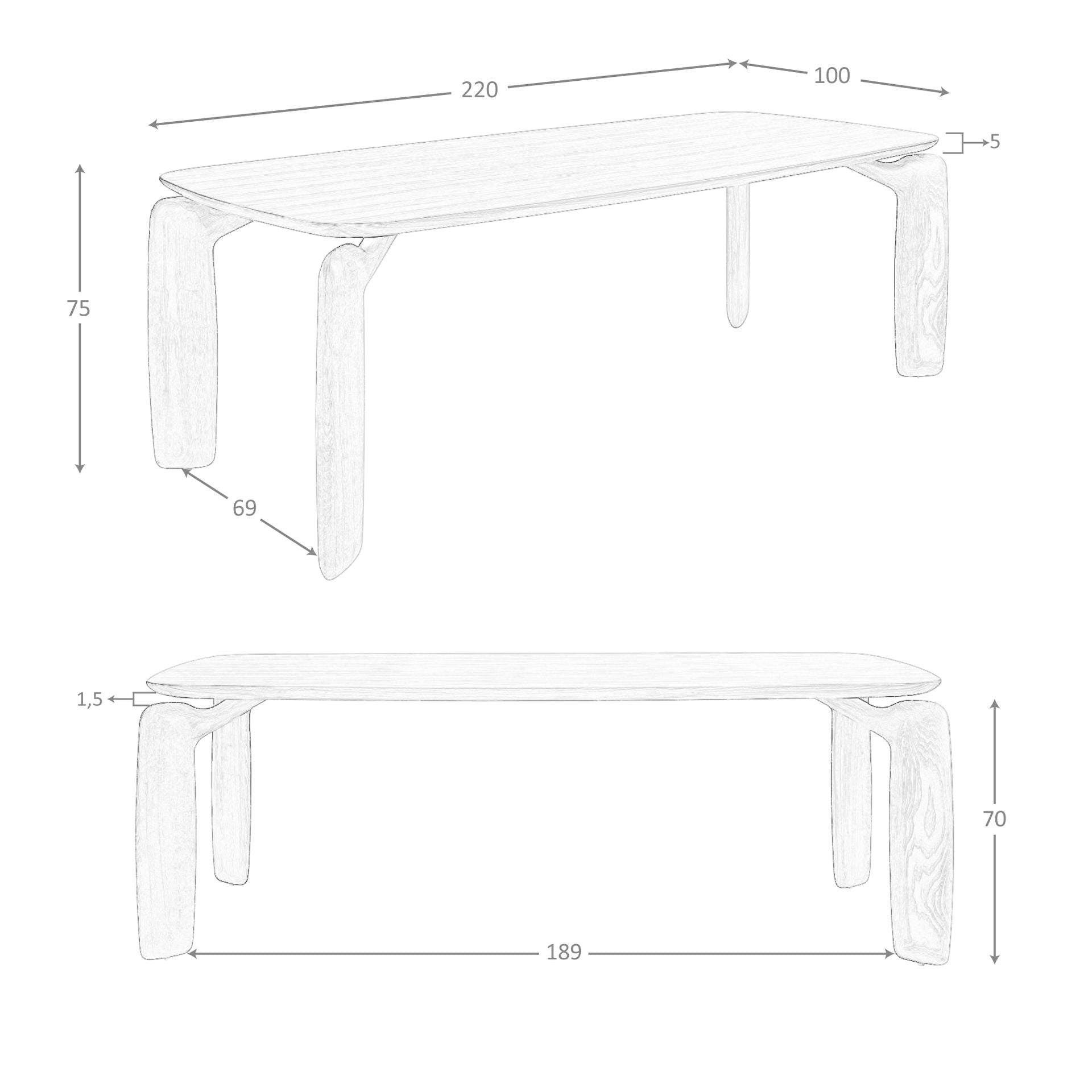 Tavolo da pranzo rettangolare in noce