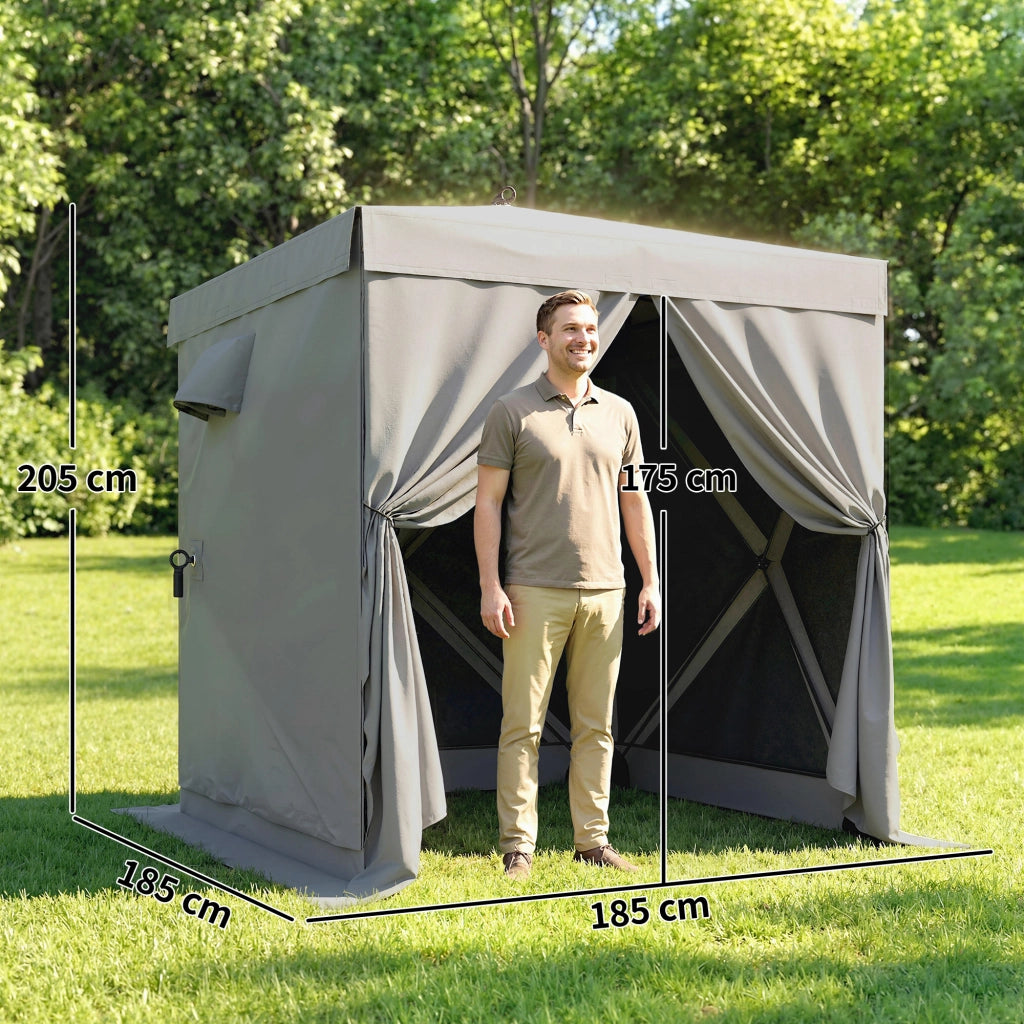 Gazebo Faltpavillon ¨C Zephmum ¨C 185x185 cm Grigio con 4 Pannelli Mesh