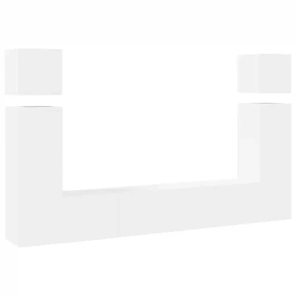 Set Mobili Porta TV 8 pz Bianco in Legno Multistrato 3078705