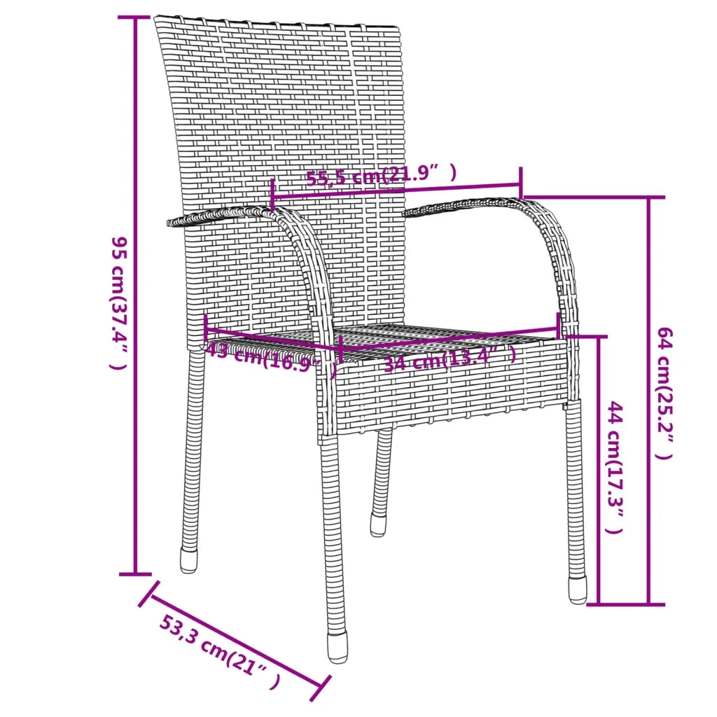 Set Mobili da Pranzo per Giardino 3 pz in Polyrattan Marrone cod mxl 35472