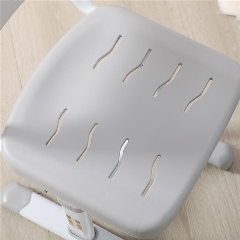 BANCO SCUOLA PER BAMBINI 6-12 ANNI CON SEDIA E ALTEZZA REGOLABILE, PIANO INCLINABILE, 66X47X52-77 CM, GRIGIO