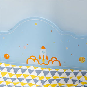 LETTO PER BAMBINI CON SPONDE E FANTASIA SPAZIALE, ETÀ 3-6 ANNI, 143X74X59CM, AZZURRO