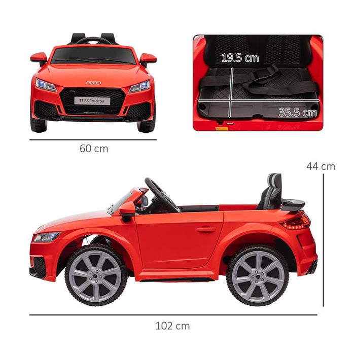 MACCHINA ELETTRICA PER BAMBINI 3-5 ANNI LICENZA AUDI TT CON TELECOMANDO E FARI LED, 102X60X44 CM, ROSSO