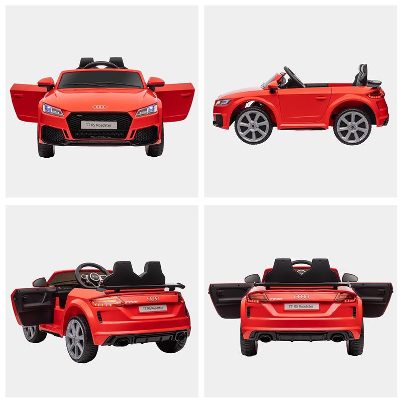 MACCHINA ELETTRICA PER BAMBINI 3-5 ANNI LICENZA AUDI TT CON TELECOMANDO E FARI LED, 102X60X44 CM, ROSSO