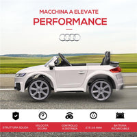 MACCHINA ELETTRICA PER BAMBINI 3-5 ANNI AUDI TT CON TELECOMANDO, PORTIERE APRIBILI E FARI LED, BIANCO