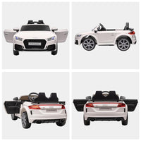 MACCHINA ELETTRICA PER BAMBINI 3-5 ANNI AUDI TT CON TELECOMANDO, PORTIERE APRIBILI E FARI LED, BIANCO